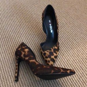 Leopard calf hair heels